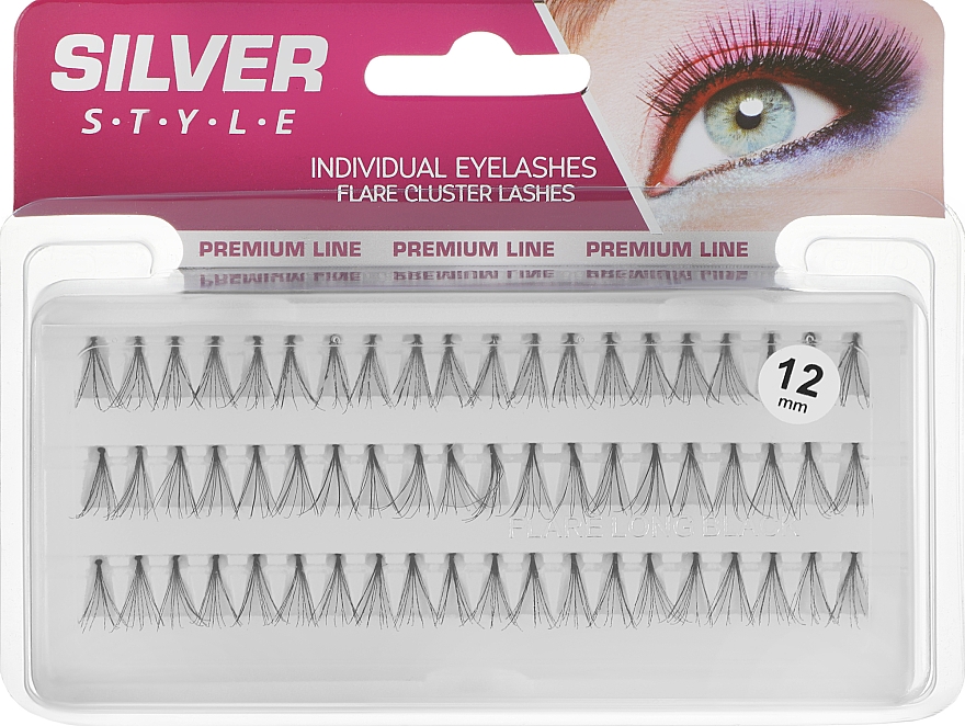 Sztuczne rzęsy, 12 mm, MN 243 - Silver Style Premium Line Individual Eyelashes — Zdjęcie N1