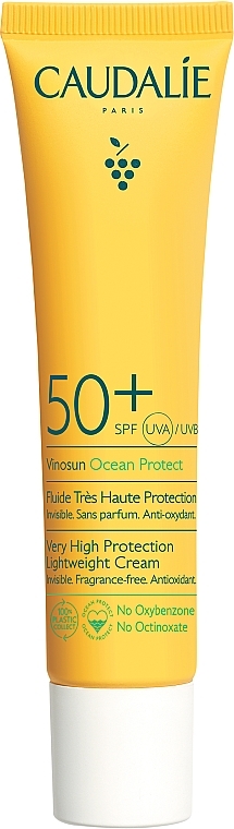 Lekki krem przeciwsłoneczny dla cery mieszanej i tłustej - Caudalie Vinosun Protect Very High Lightweight Cream SPF 50+