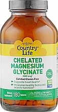 Suplement diety Glicynian magnezu, 400 mg - Country Life Chelated Magnesium Glycinate — Zdjęcie N2