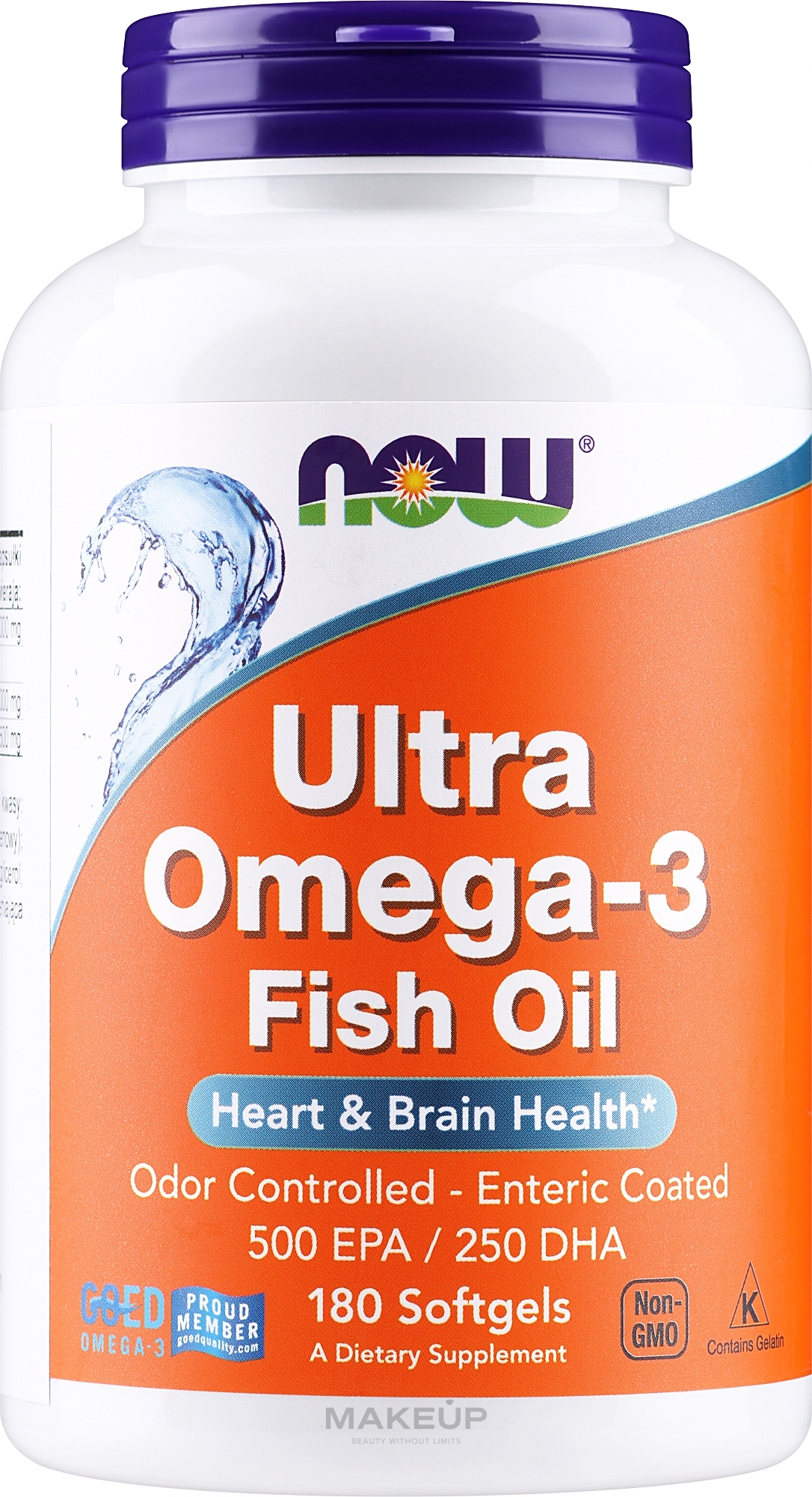 Naturalny koncentrat tranu w żelowych kapsułkach wspierający pracę mózgu - Now Foods Ultra Omega-3 3500 EPA/250 DHA — Zdjęcie 180 szt.