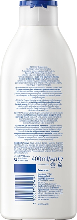 Błyskawicznie nawilżający balsam do ciała - NIVEA Express Hydration Body Lotion — Zdjęcie N2