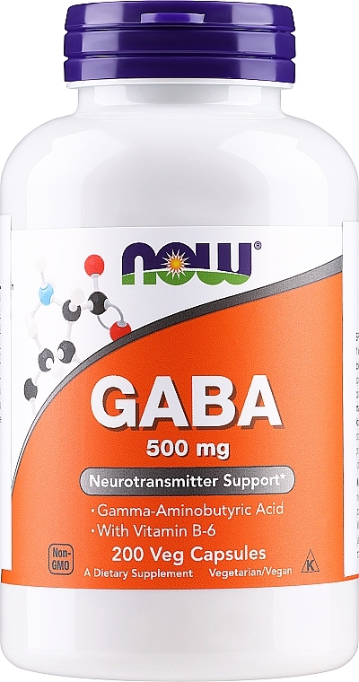 Aminokwas GABA z witaminą B6, 500 mg - Now Foods GABA with Vitamin B6 500 mg — Zdjęcie N1