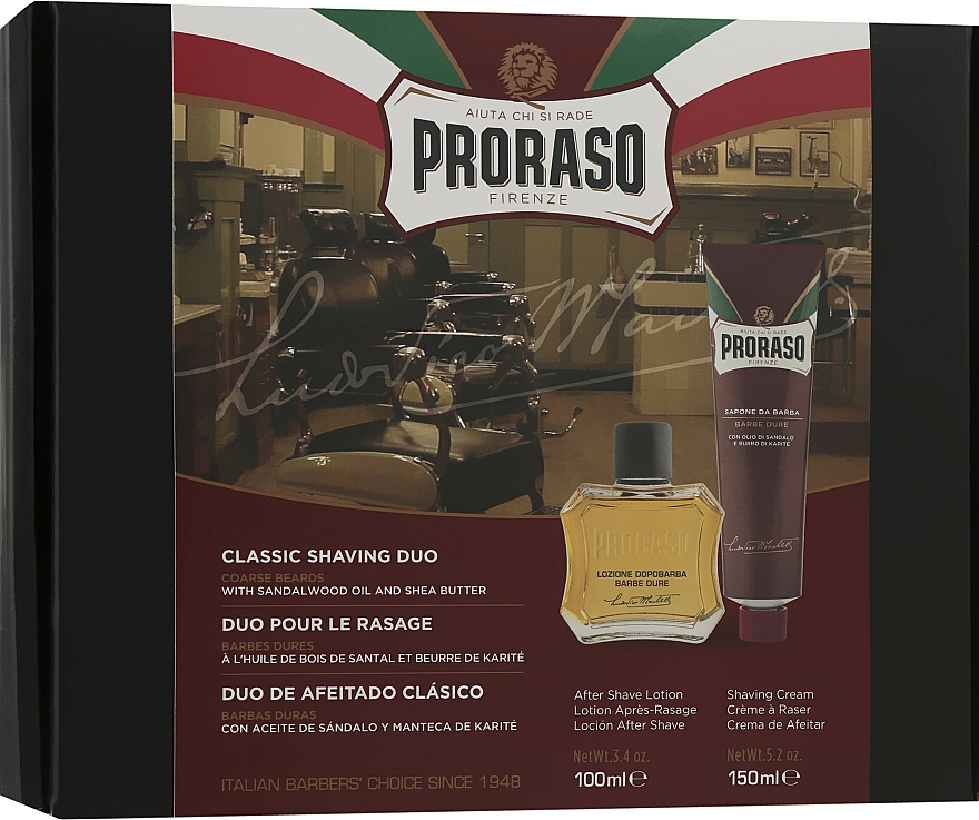 Zestaw do golenia dla mężczyzn - Proraso Red Classic Shaving Duo (sh/cr/150ml + ash/lot/100ml) — Zdjęcie N1