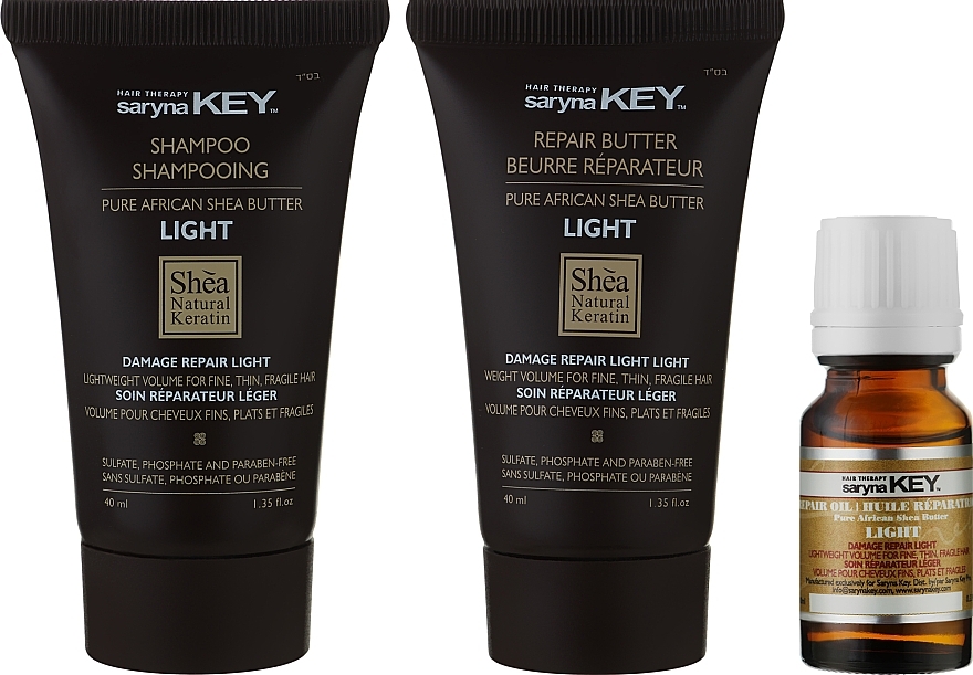 Zestaw do odbudowy włosów, lekka formuła - Saryna Key Damage Repair (mask/40ml + shm/40ml + oil/10ml) — Zdjęcie N2