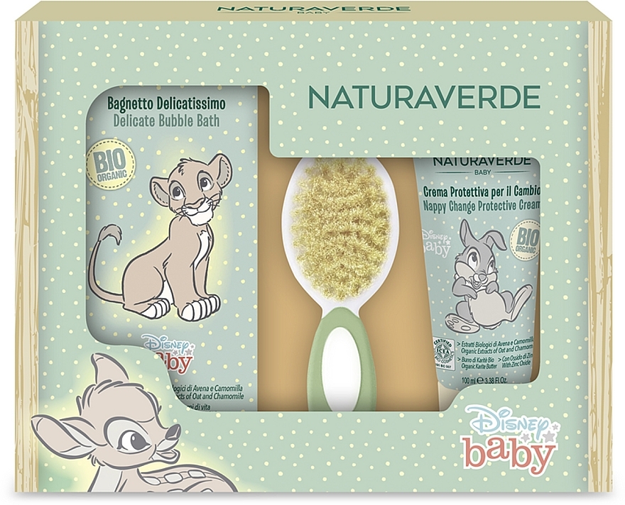 Zestaw - Naturaverde Disney Baby (bubble/bath/200ml + b/cr/100ml + brush/1pc) — Zdjęcie N1