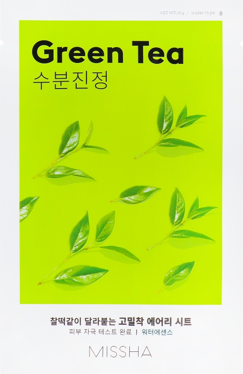 Nawilżająca maska na tkaninie do twarzy z ekstraktem z zielonej herbaty - Missha Airy Fit Green Tea Sheet Mask