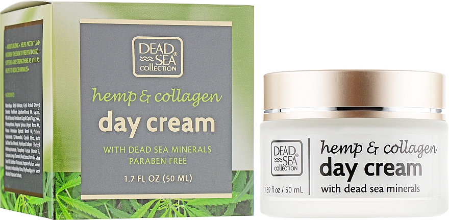 Krem do twarzy na dzień z wyciągiem z konopi, kolagenem i minerałami z Morza Martwego - Dead Sea Collection Hemp & Collagen Day Cream