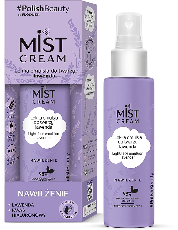 Lekka emulsja do twarzy - Floslek Mist Cream Light Face Emulsion Lavender — Zdjęcie N1
