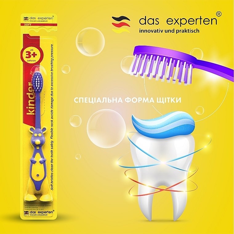 Szczoteczka do zębów dla dzieci z miękkim włosiem, jasnozielona - Das Experten — Zdjęcie N2