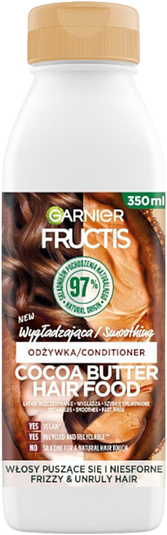 Wygładzająca odżywka do włosów puszących się i niesfornych - Garnier Fructis Cocoa Butter Hair Food Conditioner — Zdjęcie N1