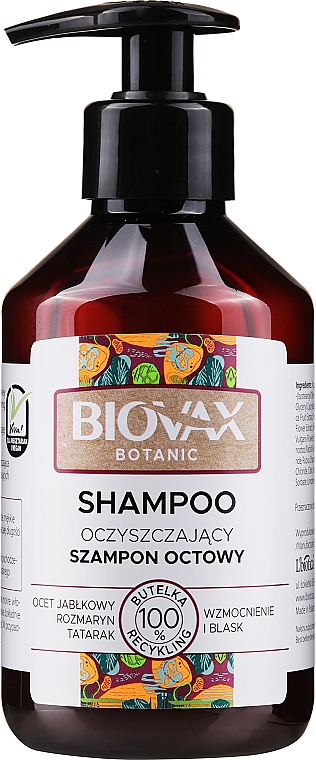 Oczyszczający szampon octowy do włosów - Biovax Botanic — Zdjęcie N1