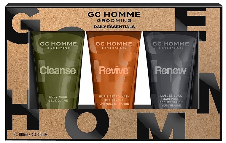 Zestaw - Grace Cole GC Homme Grooming Daily Essentials (sh/gel/100ml + h/wash/100ml + muscle/soak/100ml)  — Zdjęcie N1