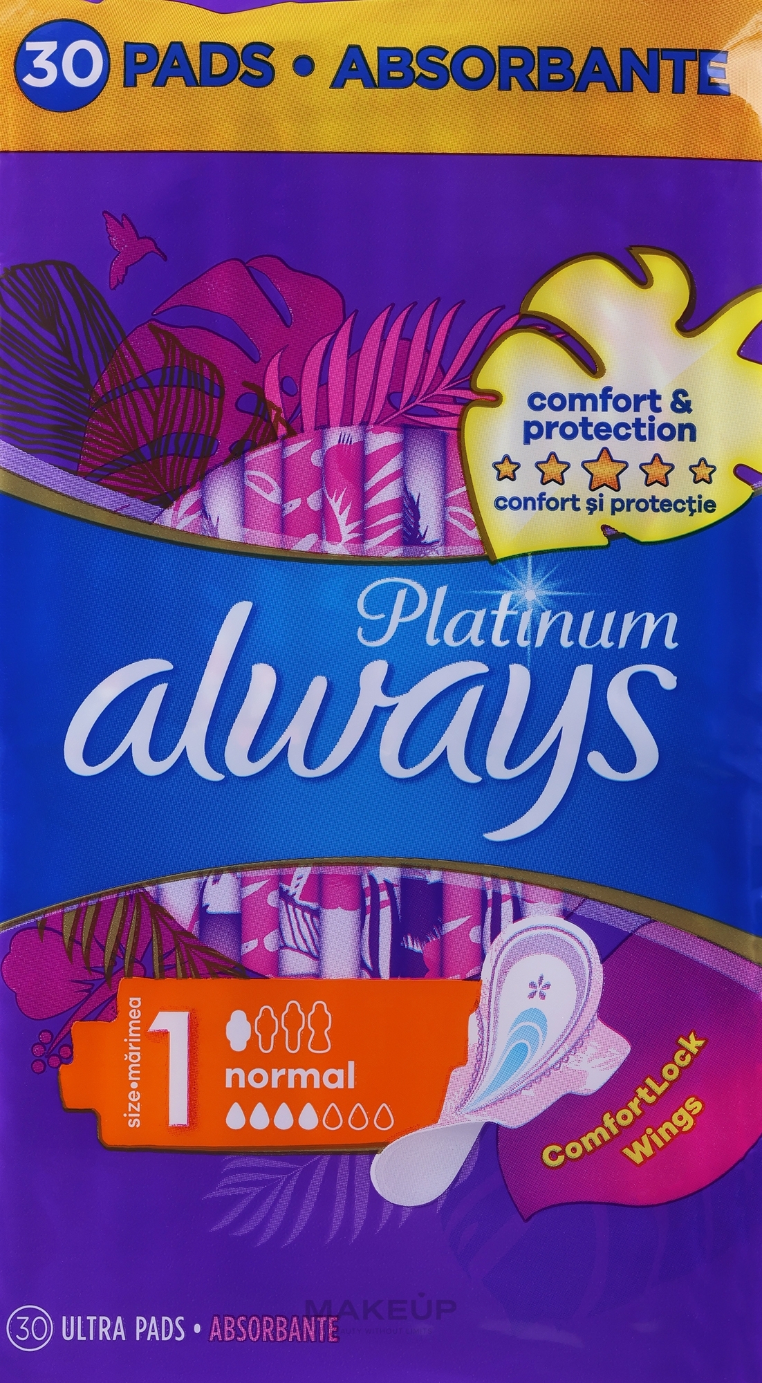 Podpaski higieniczne, rozmiar 1, 30 sztuk - Always Platinum Protection +Extra Comfort Normal — Zdjęcie 30 szt.