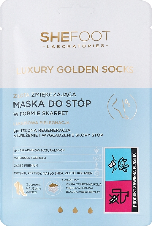 Kojąca maska do stóp w formie skarpetek - SheFoot Luxury Golden Socks — Zdjęcie N1