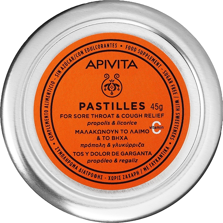 Pastylki do ssania na ból gardła i kaszel z lukrecją i propolisem - Apivita Pastilles For Sore Throat And Cough Relief With Liquorice & Propolis — Zdjęcie N1