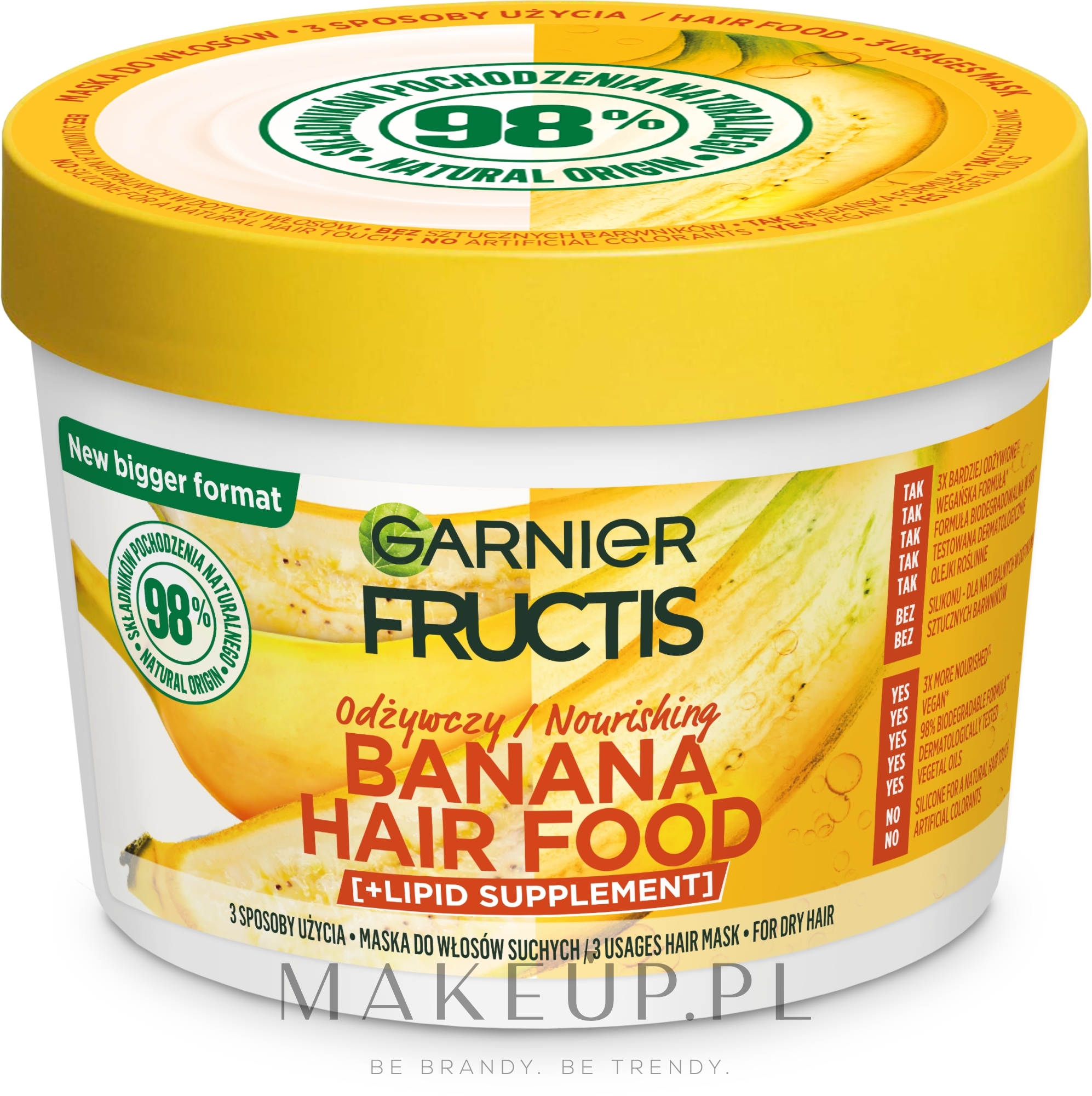 Garnier Fructis Banana Hair Food - Odżywcza maska do włosów bardzo suchych — Zdjęcie 400 ml