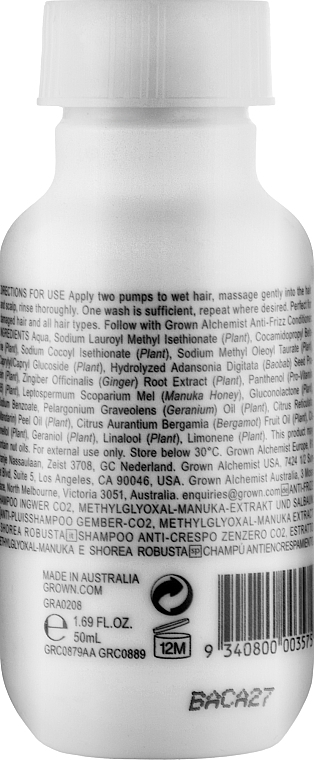 PRZECENA! Nawilżający szampon do włosów - Grown Alchemist Anti-Frizz Shampoo * — Zdjęcie N2
