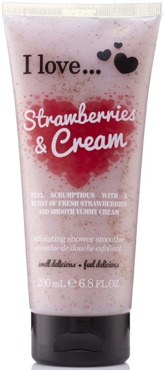 Peeling do ciała Truskawki i śmietanka - I Love... Strawberries & Cream Exfoliating Shower Smoothie — Zdjęcie N1