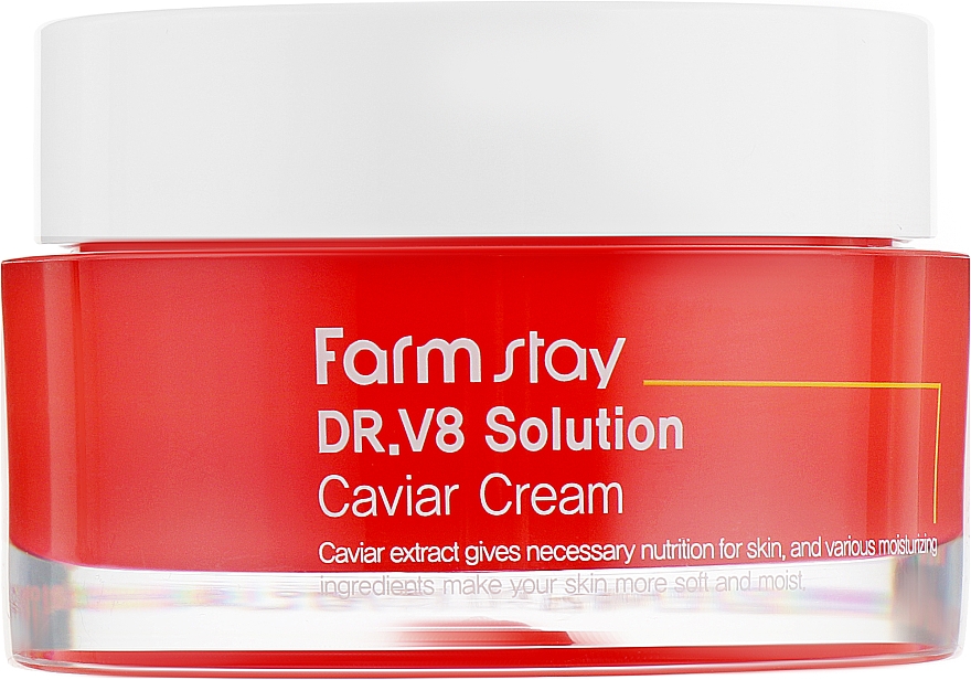 Krem do twarzy przeciw zmarszczkom o działaniu rozjaśniającym Kawior - FarmStay DR.V8 Solution Caviar Cream — Zdjęcie N3