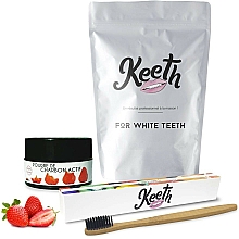 Kup Zestaw - Keeth Strawberry Charcoal Kit (toothbrush/1pc + toothpowder/15g + pack)