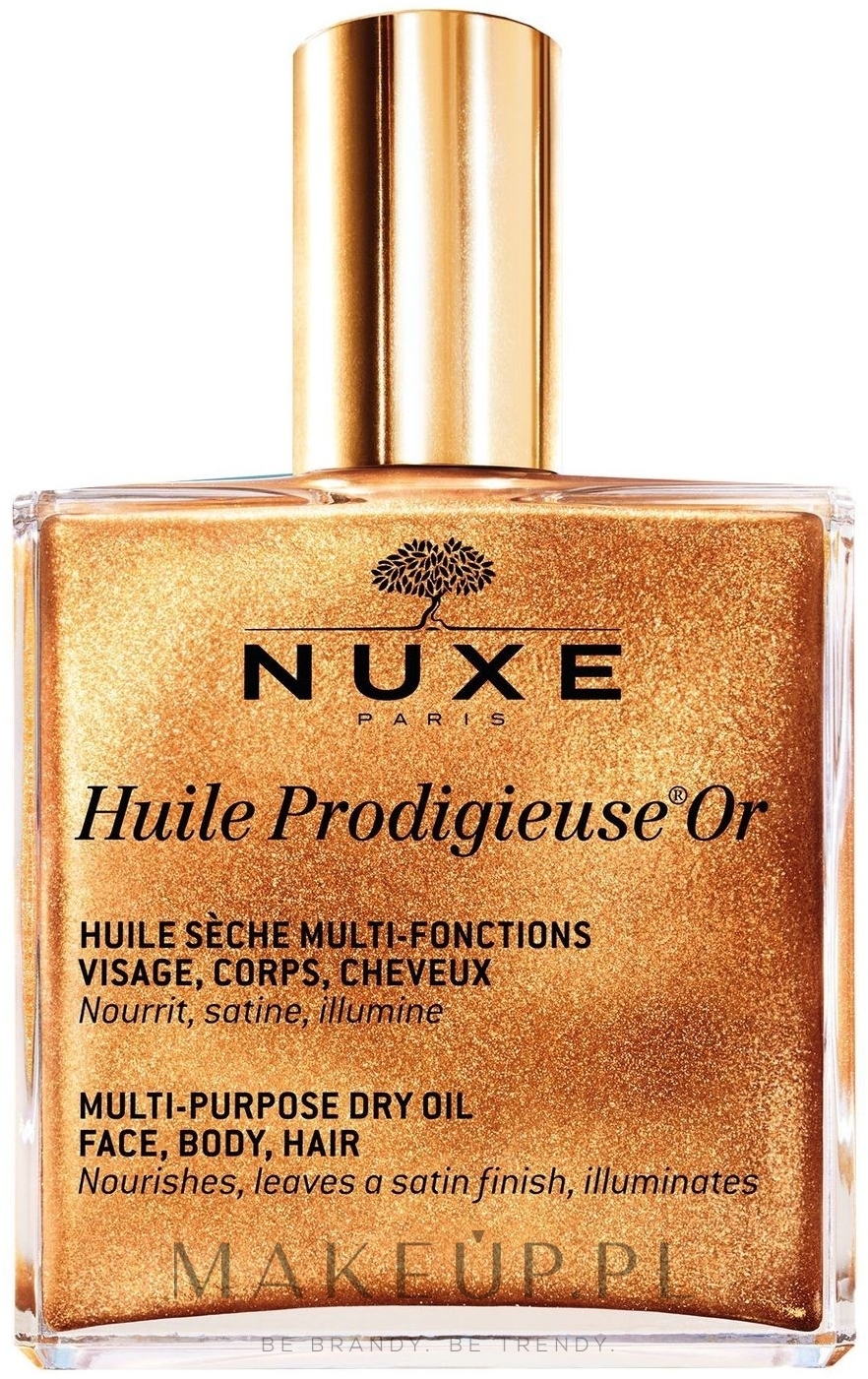 Suchy olejek ze złotymi drobinkami do pielęgnacji twarzy, ciała i włosów - Nuxe Huile Prodigieuse Multi-Purpose Care Multi-Usage Dry Oil Golden Shimmer — Zdjęcie 50 ml