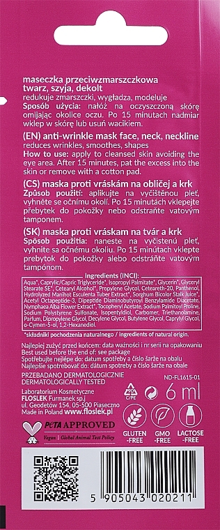 Maska przeciwzmarszczkowa do twarzy, szyi i dekoltu - Floslek Contour Mask — Zdjęcie N2