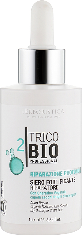 Organiczne serum wzmacniające do włosów suchych, zniszczonych i łamliwych - Athena's L'Erboristica Trico Bio Siero Fortificante Riparatore Con Cheratina Vegetale — Zdjęcie N1