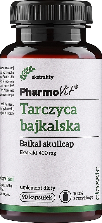 Suplement diety Tarczyca bajkalska, 400 mg - PharmoVit  — Zdjęcie N1