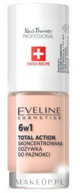 Skoncentrowana odżywka do paznokci nadająca kolor 6 w 1 - Eveline Cosmetics Nail Therapy Professional — Zdjęcie Nude