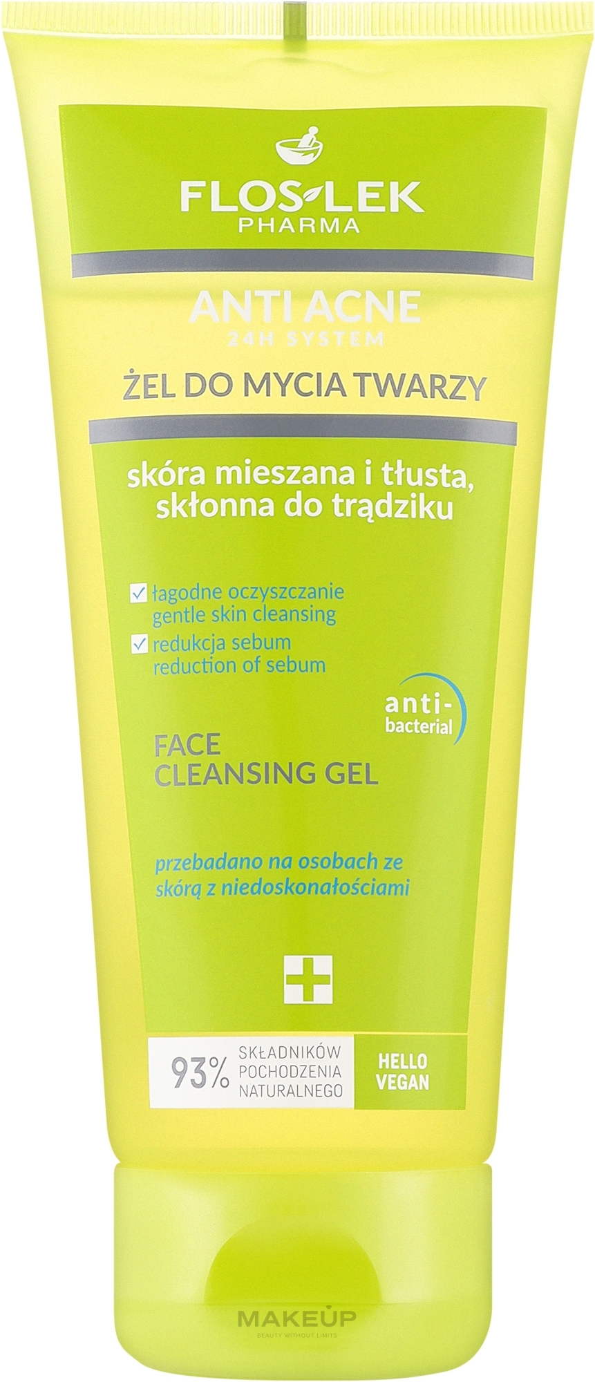 Żel do mycia i oczyszczania cery mieszanej i tłustej - Floslek Anti Acne 24H System Cleansing Gel — Zdjęcie 200 ml