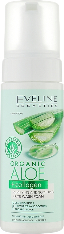 Pianka do mycia twarzy - Eveline Cosmetics Organic Aloe + Collagen