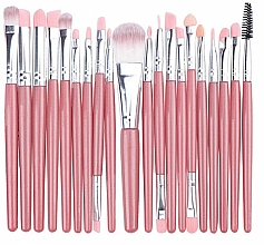 Kup Zestaw pędzli do makijażu, różowe, 20 szt. - Deni Carte Makeup Brush Set Pink