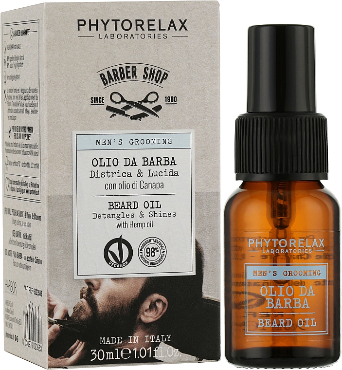 Zmiękczający olejek do brody - Phytorelax Laboratories Men's Grooming Beard Oil Detangles & Shines — Zdjęcie N2