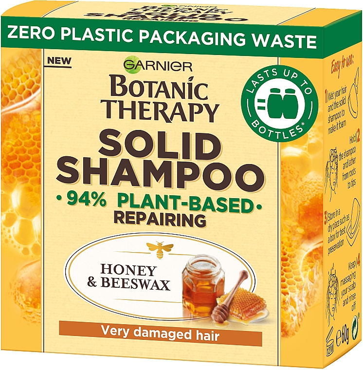 Szampon w kostce do bardzo zniszczonych, rozdwojonych końcówek Miód i wosk pszczeli - Garnier Botanic Therapy Solid Shampoo Honey & Beeswax — Zdjęcie N4