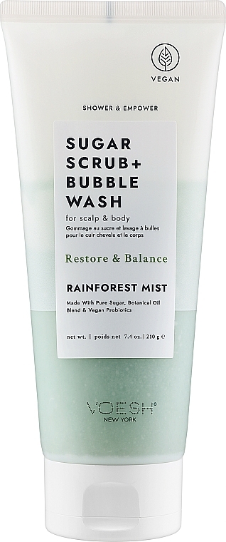 Peeling cukrowy do skóry głowy i ciała Las deszczowy - Voesh Sugar Scrub+Bubble Wash Rainforest Mist — Zdjęcie N1