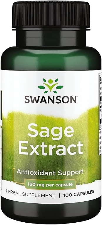 Suplement diety z ekstraktem z szałwii, 160 mg - Swanson Sage Extract — Zdjęcie N1