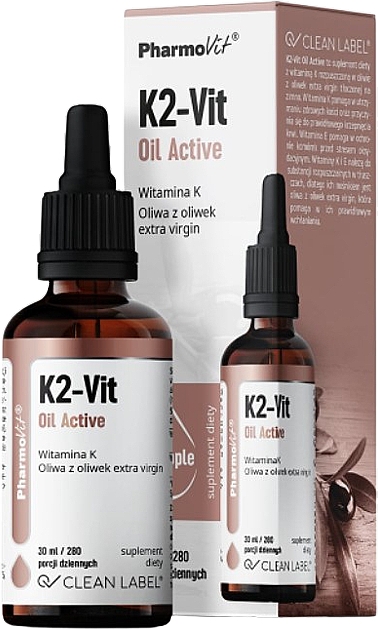Suplement diety Witamina K i oliwa z oliwek - Pharmovit Clean Label K2-Vit Oil Active — Zdjęcie N1