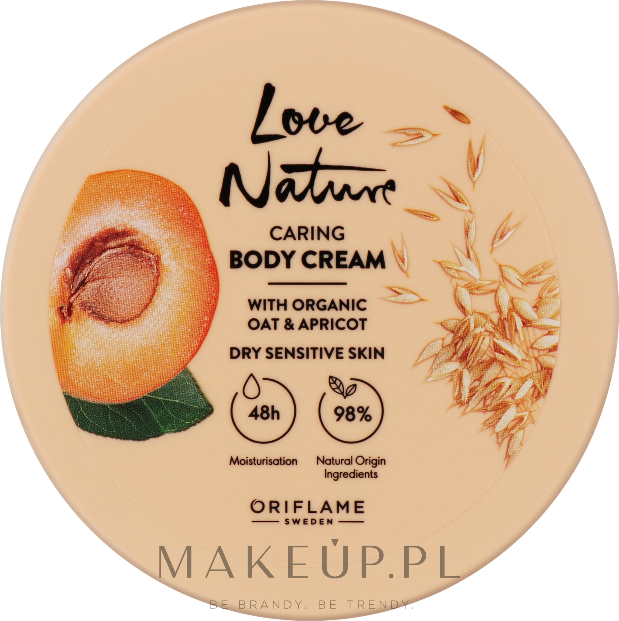 Krem do ciała z organicznym owsem i morelą - Oriflame Love Nature Organic Oat & Apricot Caring Body Cream — Zdjęcie 200 ml