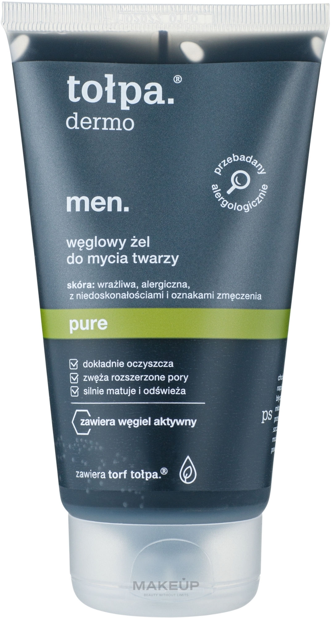WYPRZEDAŻ Węglowy żel do mycia twarzy - Tołpa Dermo Men Pure Charcoal Face Wash Gel * — Zdjęcie 150 ml