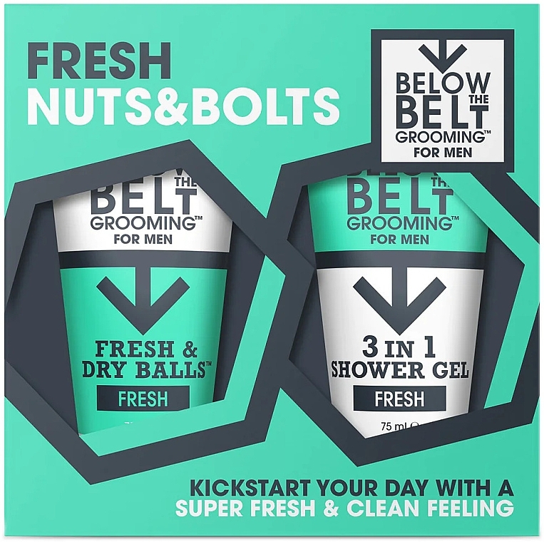 Zestaw - Below The Belt Grooming Fresh Nuts And Bolts Gift Set (b/gel/75ml + deo/150ml) — Zdjęcie N1