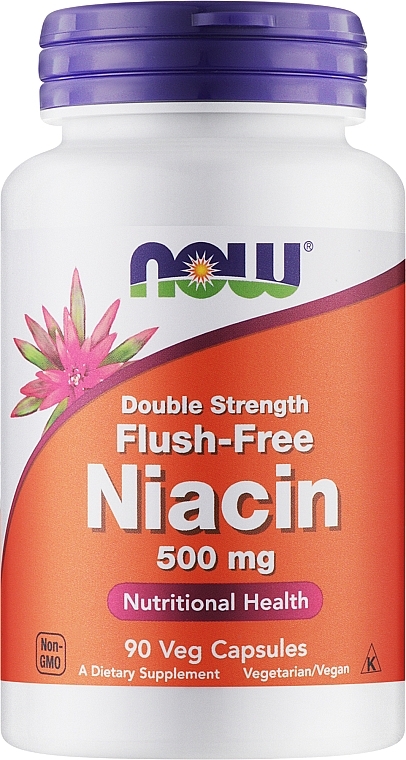 Suplement diety BrownMe - Now Double Extra Strength Flush-Free Niacin 500 mg — Zdjęcie N1