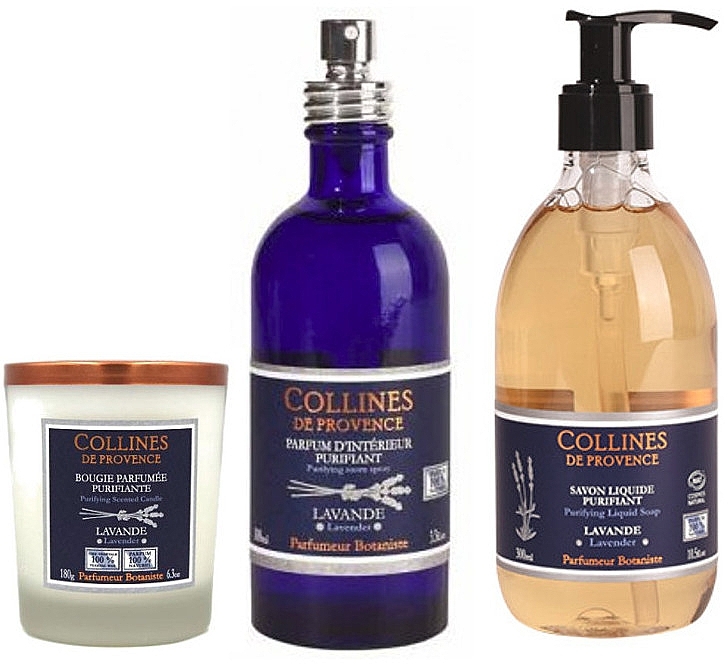 PRZECENA! Zestaw - Collines De Provence Natural Lavender (soap/300 ml + candle/180 g + spray/100 ml) * — Zdjęcie N1