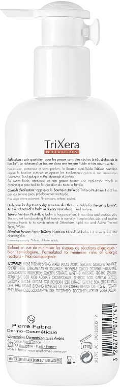 Odżywcze mleczko do twarzy i ciała do skóry suchej i bardzo suchej - Avène TriXera Nutrition Nutri-Fluid Balm — Zdjęcie N2