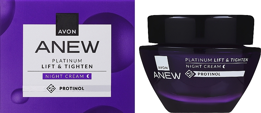 Liftingujący krem napinający do twarzy na noc z protinolem - Avon Anew Platinum Lift & Tighten Night Cream — Zdjęcie N2