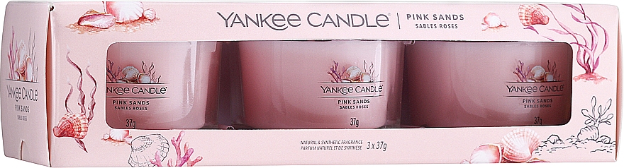 Zestaw świec zapachowych Różowe piaski - Yankee Candle Pink Sands (candle/3x37g) — Zdjęcie N1