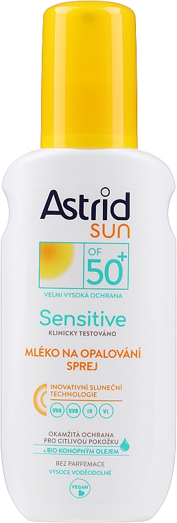 Przeciwsłoneczne mleczko w sprayu do skóry wrażliwej SPF 50 - Astrid Sun Sensitive — Zdjęcie N1