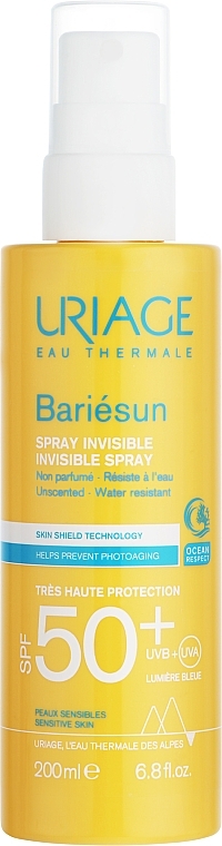 Wodoodporny spray do ciała z filtrem przeciwsłonecznym - Uriage Bariesun Invisible Spray Very High Protection SPF50+ — Zdjęcie N1