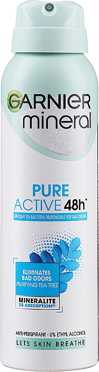 Antyperspirant przeciwbakteryjny w sprayu - Garnier Mineral Pure Active Deodorant  — Zdjęcie N3