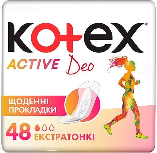 Super cienkie wkładki higieniczne, 48 sztuk - Kotex Active Deo — Zdjęcie N1