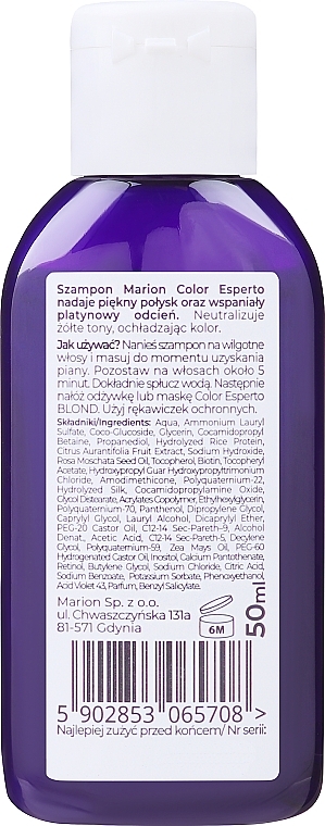 Szampon do włosów rozjaśnianych i siwych - Marion Color Esperto — Zdjęcie N3